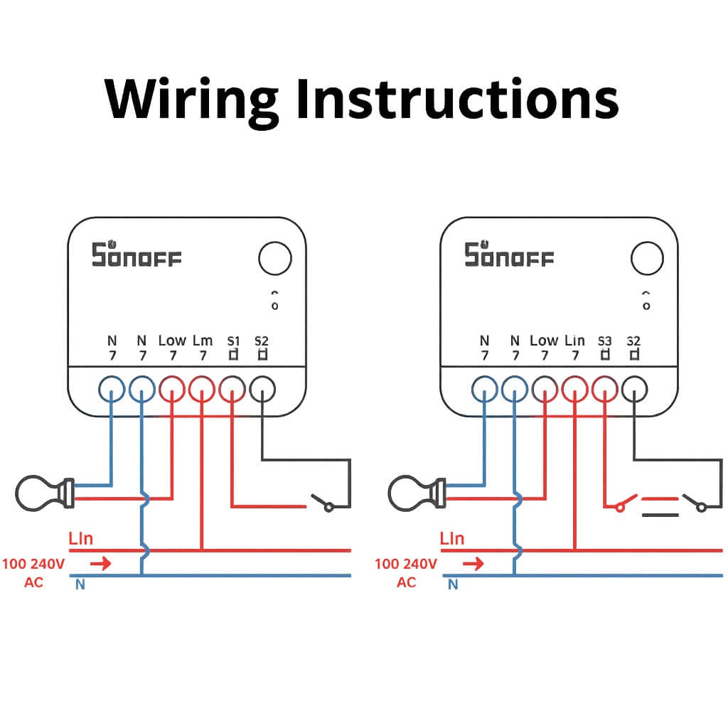 Interruptor Inteligente Sonoff MINI Extreme MINIR4M conexion